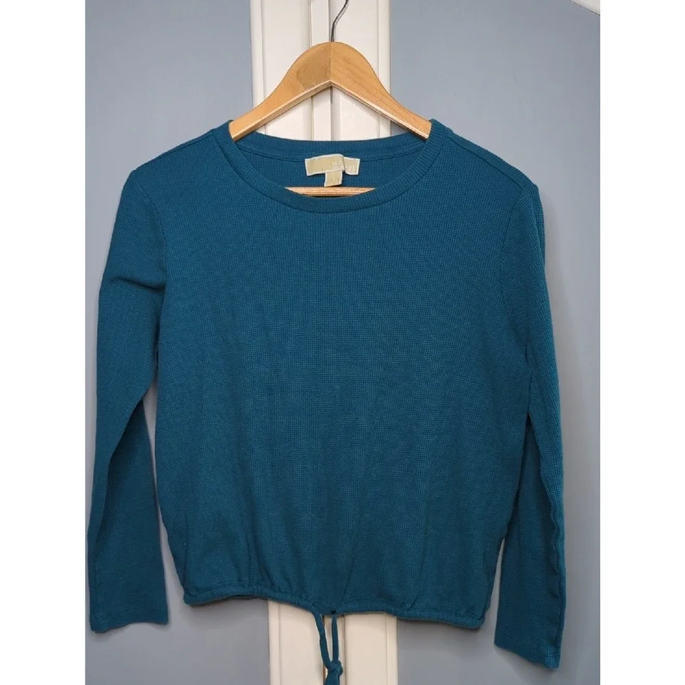 Michael Kors Blue (Teal) Ribbed Long Sleeve Top Size Small